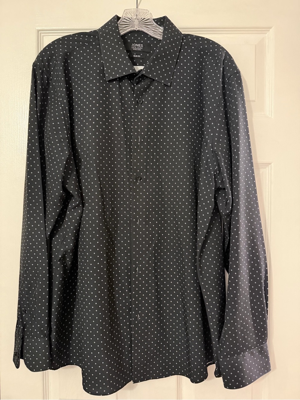 Jones New York Black Shirt with White Microdots